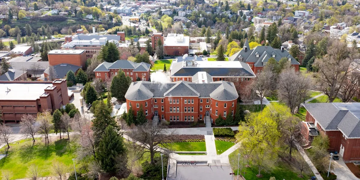 Aerial view of a university campus